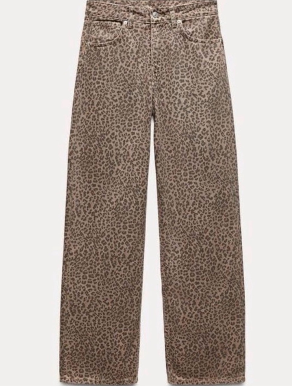 Zara Brown Leopard-Print Jeans